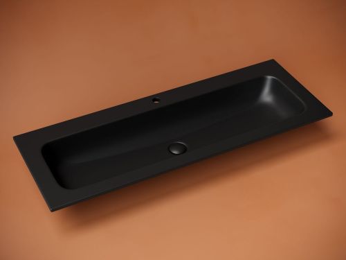 Раковина из сантехнического фарфора Ceramica Nova GRACE CN7017MB 120х50 накладная цвет черный 1 отверстие под смеситель - фото 2