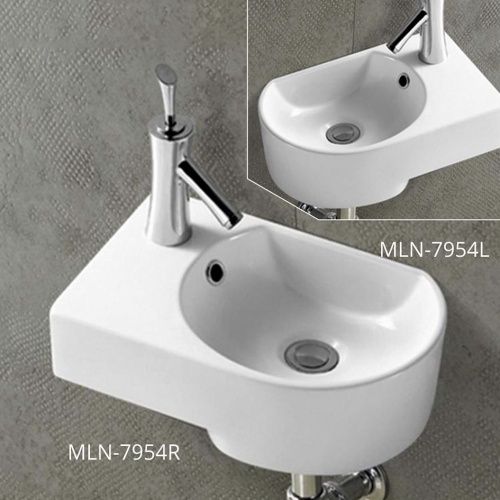 Раковина из сантехнического фарфора Melana 7954L-805 40х30 подвесная цвет белый 1 отверстие под смеситель - фото 2