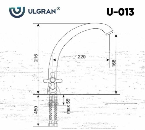Смеситель для кухни Ulgran Classic U-013-345 на мойку коричневый - фото 2