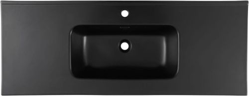 Раковина керамическая Aquanet Flat 00329258 120х50 полувстраиваемая цвет черный 1 отверстие под смеситель - фото 2