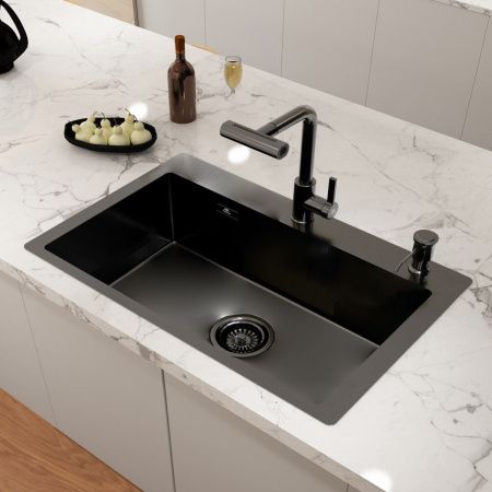 Кухонная мойка Fashun 29M Комплект AS6845-17 70х45 цвет серый поверхность матовая