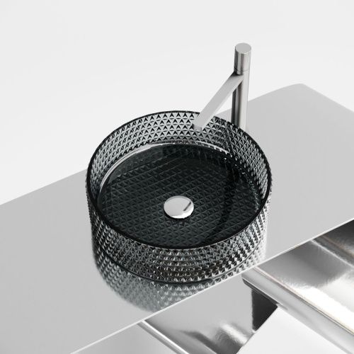 Раковина стеклянная Ceramica Nova CRISTAL CN6060 40х40 накладная цвет черный без отверстий под смеситель - фото 3