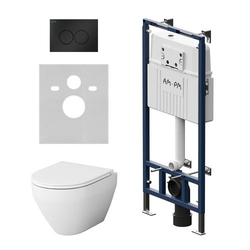 Комплект унитаз с инсталляцией с клавишей смыва Am.Pm Spirit V2.0 IS100138.701700