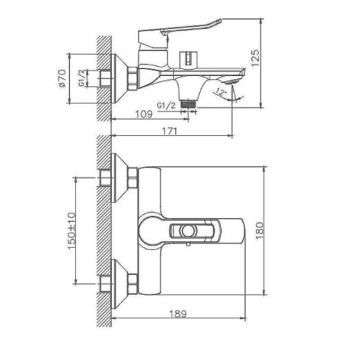 Смеситель для ванны и душа Haiba HB556 HB60556 настенный хром - фото 3