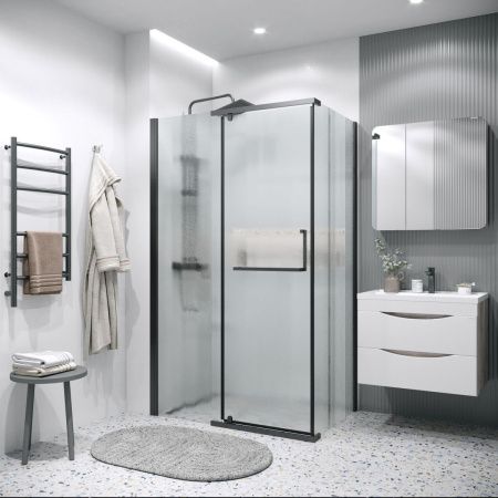Душевой уголок Grossman Pragma 120.K33.03.1010.21.02 100х100 стекло шиншилла профиль черный без поддона