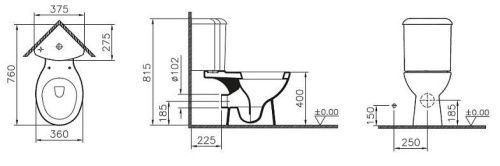 Унитаз напольный с бачком Vitra Arkitekt 9754B003-7201 белый с сиденьем микролифт каскадный смыв - фото 3