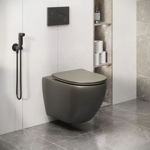 Унитаз подвесной Grossman Color GR-4411GSMS зеленый с сиденьем безободковый каскадный смыв - фото 5