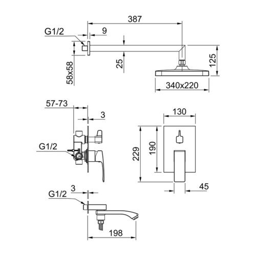 Душевая система Raglo R01 R01.27.06 встраиваемая в стену цвет черный - фото 2