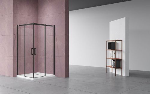 Душевой уголок Vincea Dice VSS-4D100CLB 100х100 стекло прозрачное профиль черный без поддона - фото 2