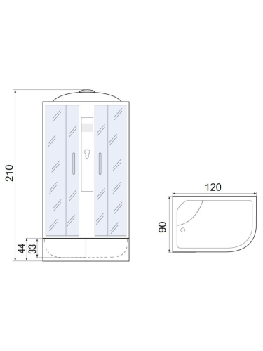 Душевая кабина River DESNA 10000001762 120х90 асимметричная с крышей ориентация правая - фото 2