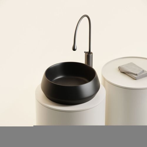 Раковина из сантехнического фарфора Ceramica Nova MAYA CN12004MB 40х40 накладная цвет черный без отверстий под смеситель - фото 2