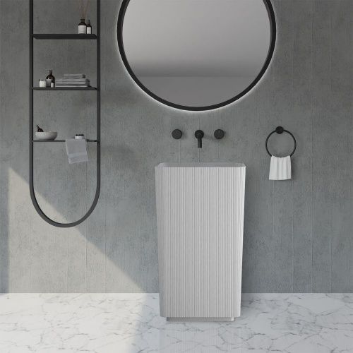 Раковина из искусственного камня Abber STEIN AS2505-H 50х40 напольная цвет белый без отверстий под смеситель - фото 3