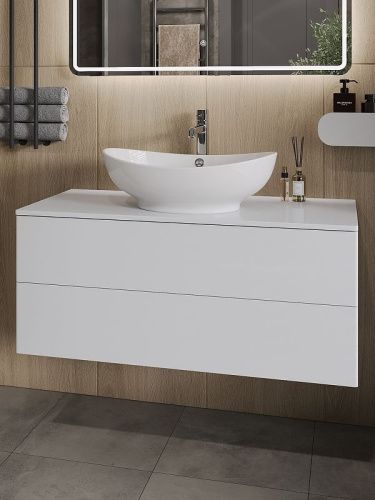 Тумба с раковиной Orange Otto Ot-100TuMDF+G56 100х50 подвесная цвет белый - фото 2