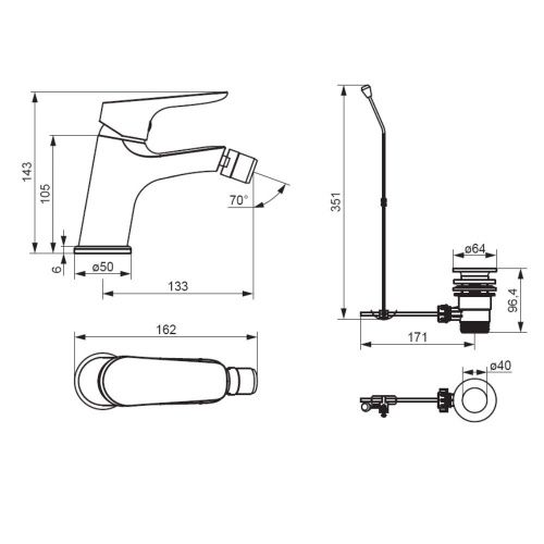 Смеситель Damixa Jupiter 770240300 на биде черный - фото 5