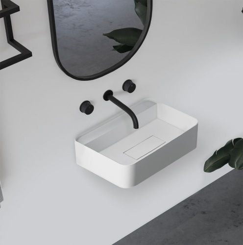 Раковина из искусственного камня Abber STEIN AS2626 50х40 подвесная цвет белый без отверстий под смеситель - фото 2