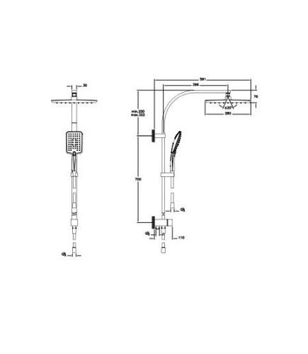 Душевая стойка Vitra Shine A45699EXP настенная цвет хром - фото 3