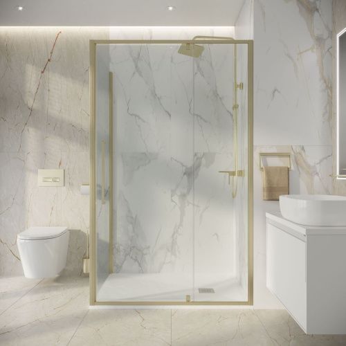 Душевой уголок Niagara Nova NG-45-12ASG-A90SG-34 120х90 стекло прозрачное профиль золото без поддона - фото 4