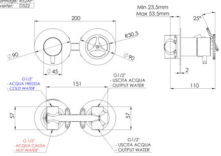 Смеситель для душа Remer Chrono CH92ZPBO встраиваемый в стену белый