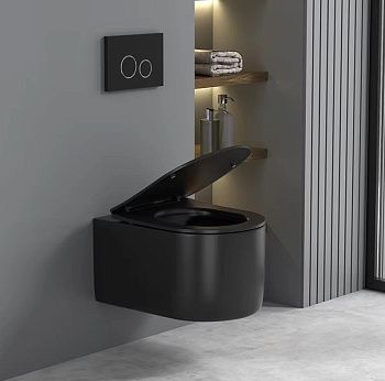 Унитаз подвесной Cerutti SPA CT9238 черный с сиденьем микролифт безободковый каскадный смыв