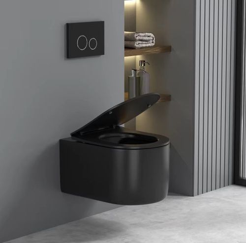 Унитаз подвесной Cerutti SPA CT9238 черный с сиденьем микролифт безободковый каскадный смыв