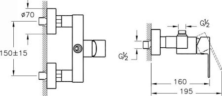Смеситель Vitra Flo S A41938EXP настенный хром