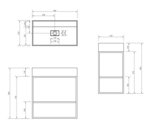 Консоль с раковиной Abber AS2630 80х50 напольная цвет черный - фото 4