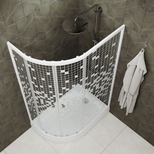 Душевой уголок Тритон Коралл Щ0000061781 120х80 стекло с рисунком профиль белый с поддоном - фото 3