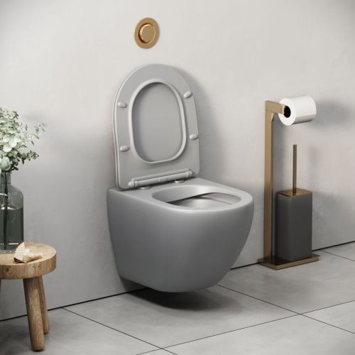 Унитаз подвесной Grossman Color GR-4455GLMS светло-серый с сиденьем микролифт безободковый каскадный смыв - фото 5