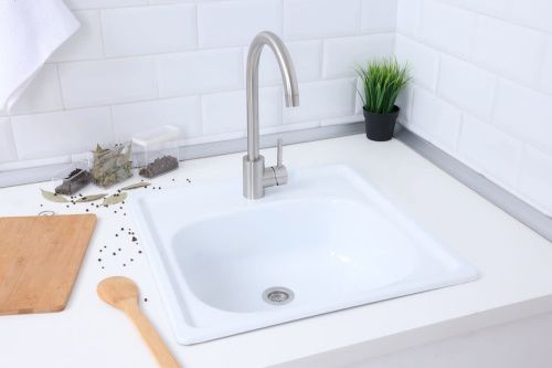 Кухонная мойка ВИЗ Antika AMC-51101 50х50 цвет белый поверхность глянцевая - фото 2