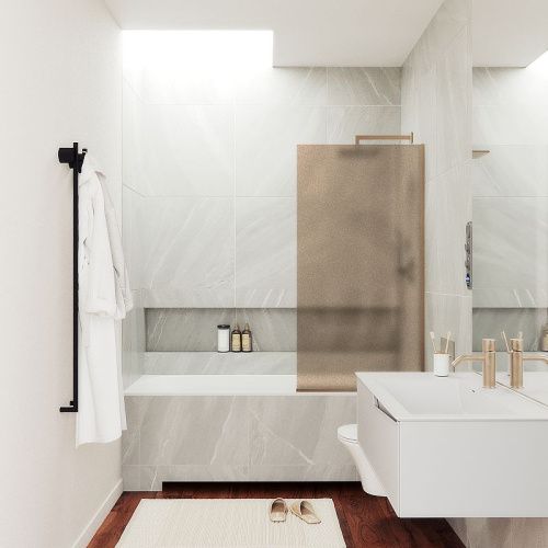 Душевая шторка на ванну Maybah Glass MGV-74-2у 60х140 стекло тонированное профиль бронза ориентация универсальная - фото 2