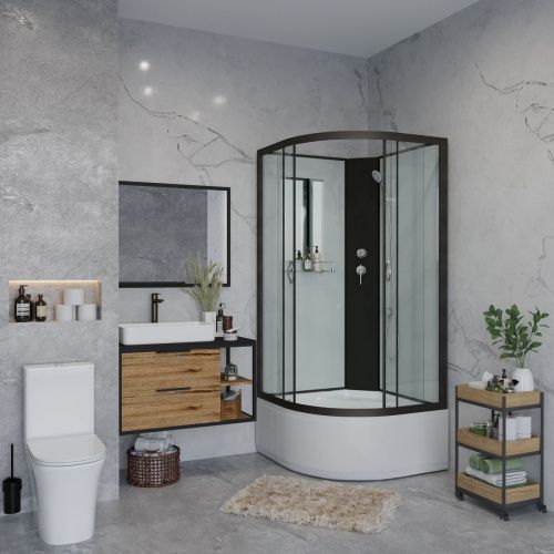 Душевая кабина Niagara Classic 67091414BK 100х100 четверть круга без крыши ориентация универсальная - фото 3