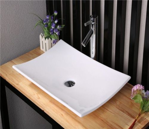 Раковина из сантехнического фаянса CeramaLux 78123B 70х30 накладная цвет белый без отверстий под смеситель - фото 4