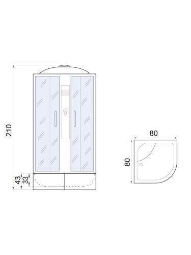 Душевая кабина River DESNA 10000000050 80х80 четверть круга с крышей ориентация универсальная - фото 2