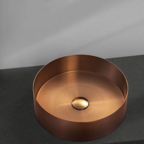 Раковина из нержавеющей стали AltroBagno Luna AltroBagnoLuna001003RaSp 40х40 накладная цвет медь - фото 5