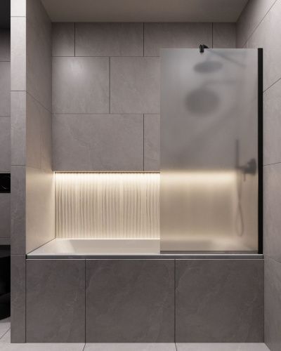 Шторка для ванны Timo T21 90х140 стекло матовое профиль черный ориентация универсальная - фото 5