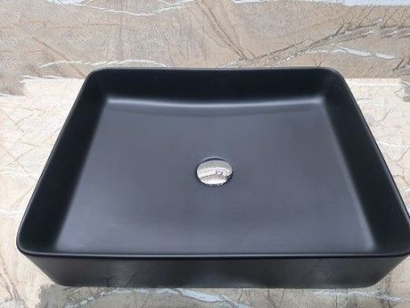 Раковина из сантехнического фаянса CeramaLux 7050KMB 50х40 накладная цвет черный без отверстий под смеситель