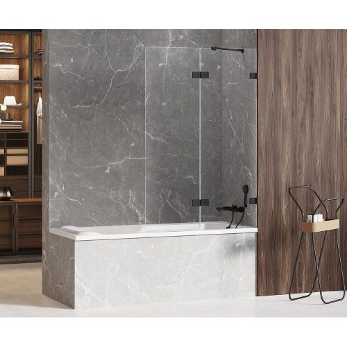 Душевая шторка на ванну New Trendy AVEXA Black EXK-1991 140х150 стекло прозрачное профиль черный ориентация правая - фото 2