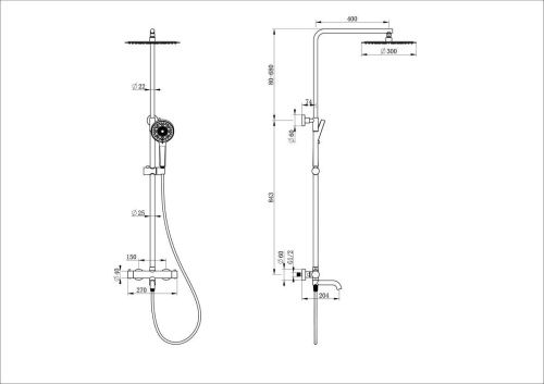 Душевая стойка Wonzon & Woghand WW-88739903-CR настенная цвет хром с термостатом - фото 2
