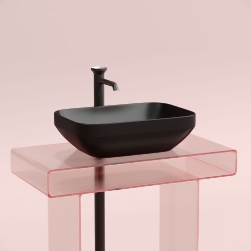 Раковина из сантехнического фарфора Ceramica Nova ELEMENT CN6055MB 50х40 накладная цвет черный без отверстий под смеситель - фото 5