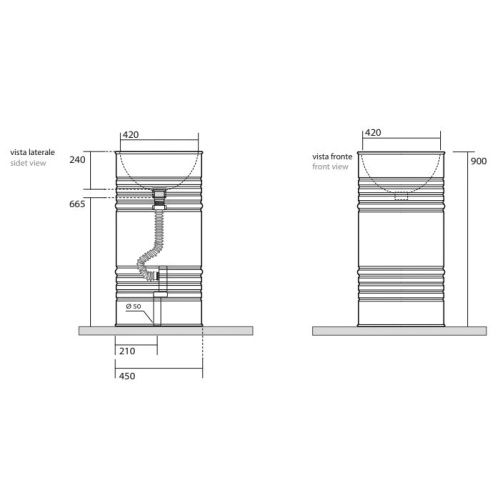 Раковина из сантехнического фарфора Kerasan Artwork 4742K01 50х50 напольная цвет белый без отверстий под смеситель - фото 2