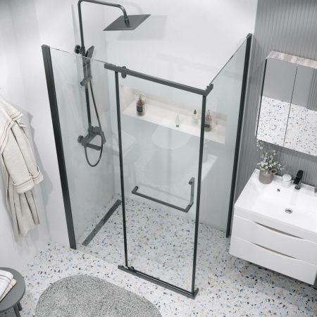 Душевая перегородка Grossman Pragma 200.K33.03.80.21.00 80х195 стекло прозрачное профиль черный