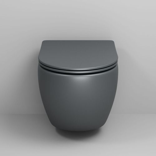 Унитаз подвесной Grossman Color GR-4455GMS серый с сиденьем микролифт безободковый каскадный смыв - фото 3