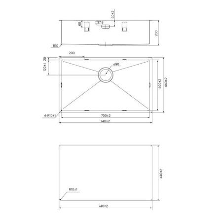 Кухонная мойка Iddis Edifice EDI74S0i77 75х45 цвет серый поверхность матовая