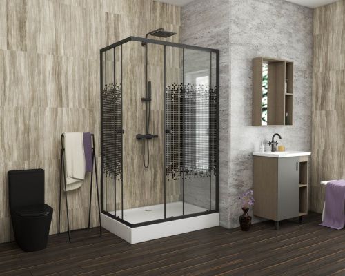 Душевой уголок Niagara Eco _0181422Q 100х80 стекло матовое профиль хром с поддоном - фото 3