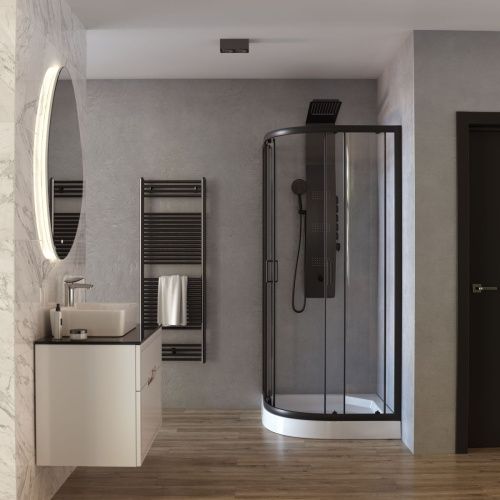 Душевой уголок Taliente TA-09091-1CB 90х90 стекло прозрачное профиль черный без поддона - фото 3