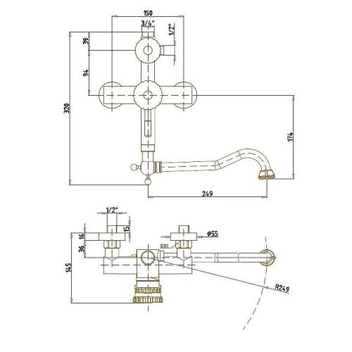 Душевая стойка Bronze de Luxe 10120DDF настенная цвет бронза - фото 3