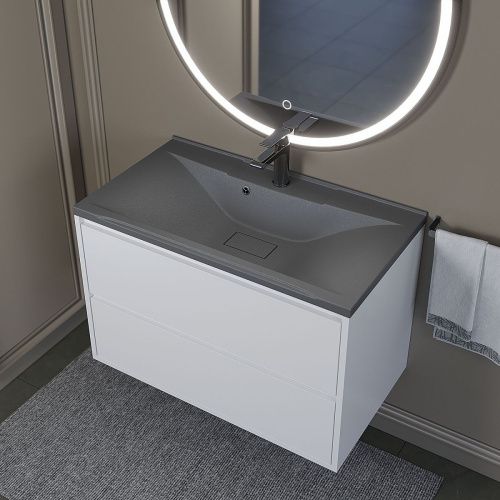 Раковина из искусственного камня Uperwood Elen Quartz 297000021 80х50 полувстраиваемая цвет серый - фото 2