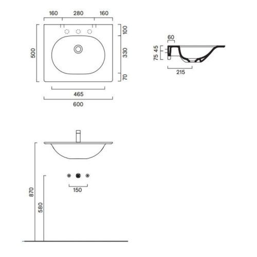 Раковина керамическая Catalano Sfera 520610001 60 см подвесная цвет белый без отверстий под смеситель - фото 2
