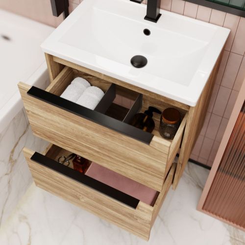 Тумба с раковиной La Fenice TESORO NFNC-01-TES-DKK-60-2-3-60 60х50 подвесная цвет коричневый - фото 4