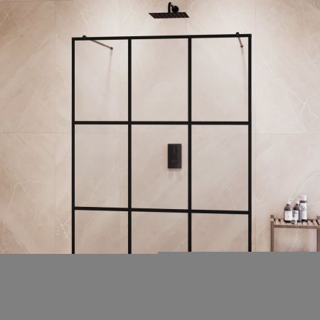 Душевая перегородка RGW Walk In 35101812-84 120х200 стекло с рисунком профиль черный